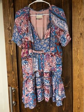 Anthropologie Floral Short Sleeve Flowy Bohemian Dress Size MP